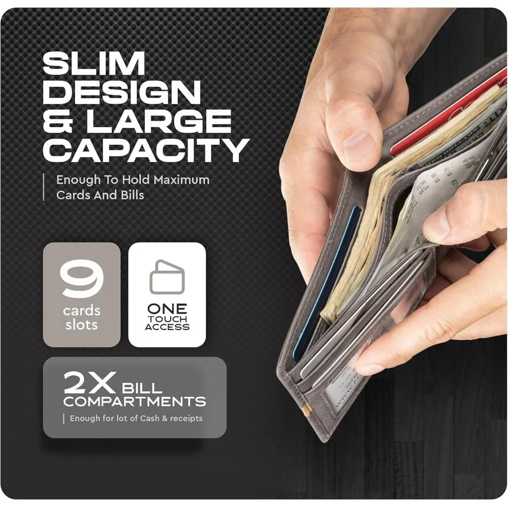 Men’s - Genuine Leather Slim Bifold RFID Wallet Gift for Men Packed in Stylish
